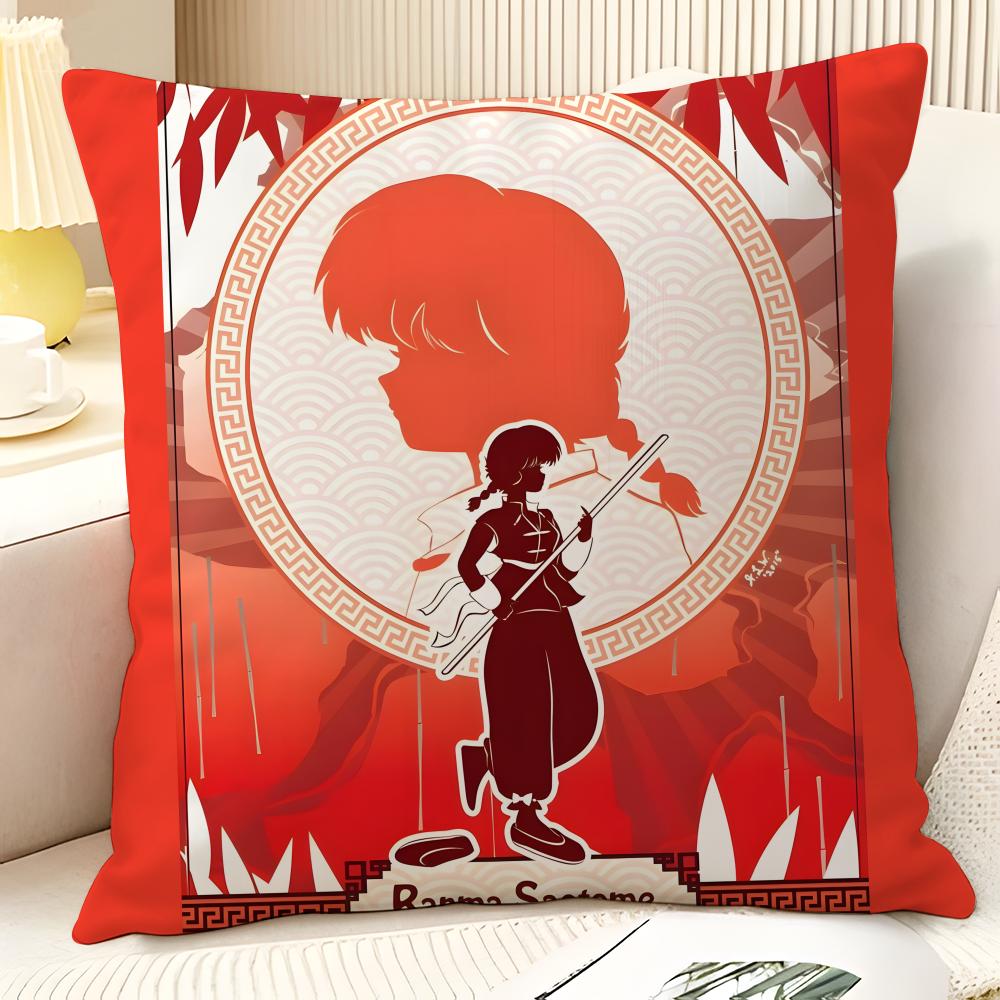 Cartoon Comic P Chan R-Ranma ½ 1 Pillow Case Natural Linen Organic Fabric Double-Sided Printing Sofa Home Decor Gift Pillow Case