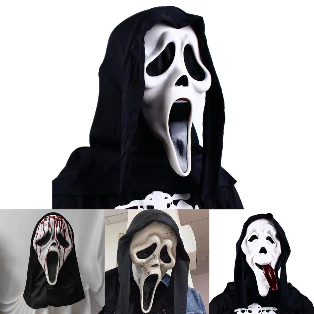 Krzyk Duch Maska Lateksowa Kostium Horror Akcesorium na Imprezy Halloweenowe