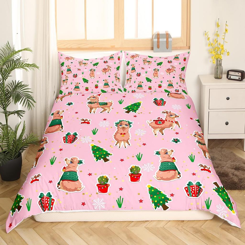 Alpaca Duvet Cover King Size,Cute Llama Bedding Set for Girls Teens Women Couple,bedroom Decor Comforter Cover with 2 Pillowcase