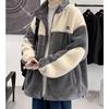 2023 Men's Trendy Lambskin Zipper Coat - Solid Color, Stand Collar, Thickened and Stylish