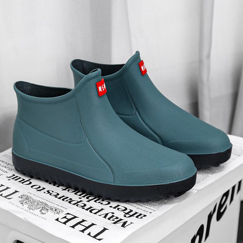 

Короткие дождевые ботинки мужские 2024 зимние новые водонепроницаемые ботинки для рыбалки резиновые сапоги нескользящие на вынос кухня работа специальные резиновые ботинки 44 зелёный