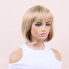 Straight Bob Short Wigs for Women Blond Brown Soft Daily Wigs with Bangs Natural Silky Party Use Synthetic Hair High Temperature Fiber