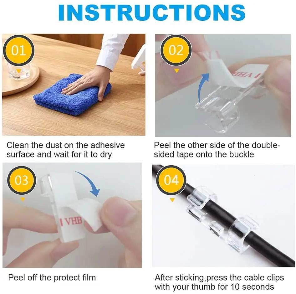 20-40PCS Cable Organizer Clips Cable Management Wire Manager Cord Holder USB Charging Data Line Bobbin Winder Wall Mounted Hook