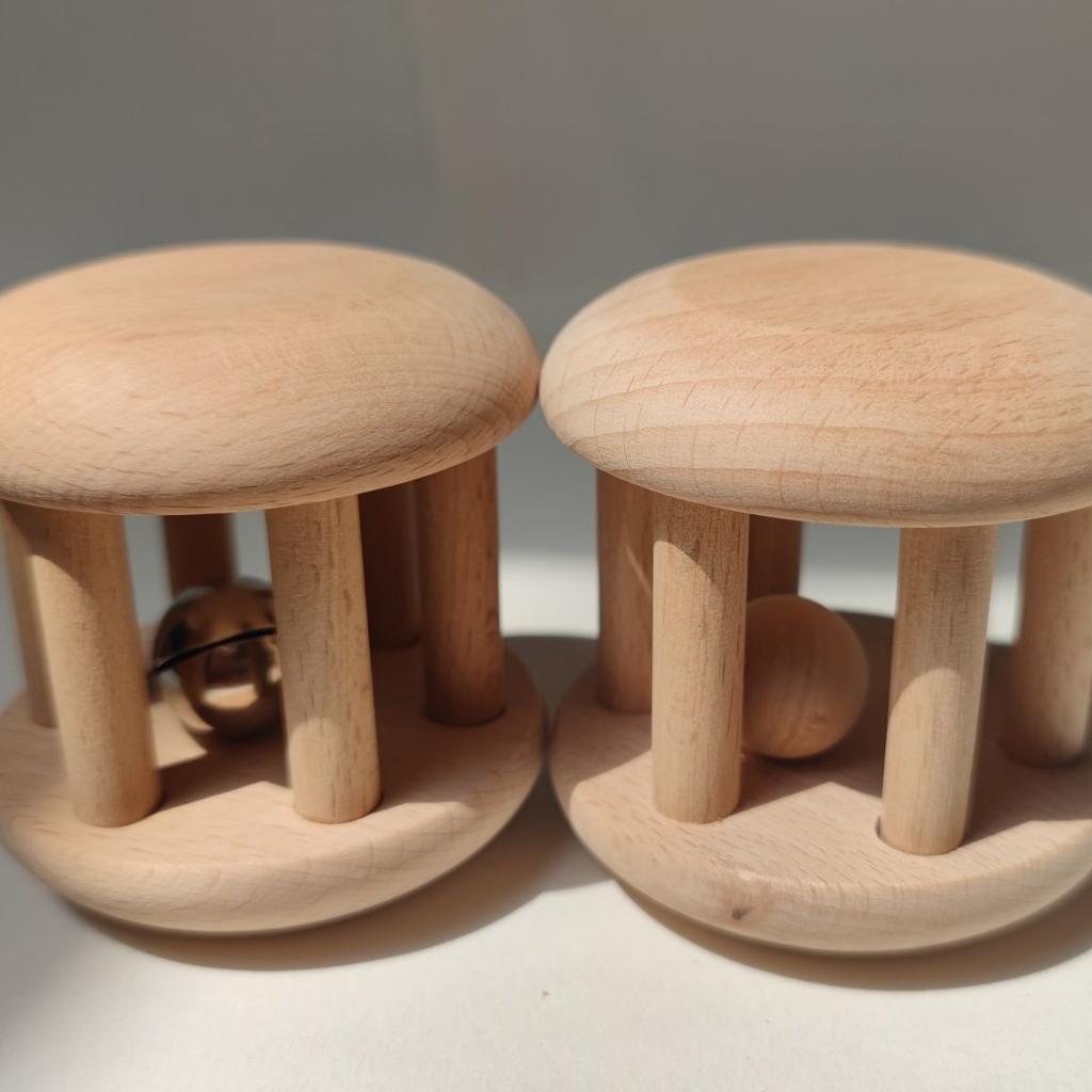 Baby0-6-1Biteable Handbell Cage Bell Cartoon Original Wooden Children's Early Childhood Education Orff Musical