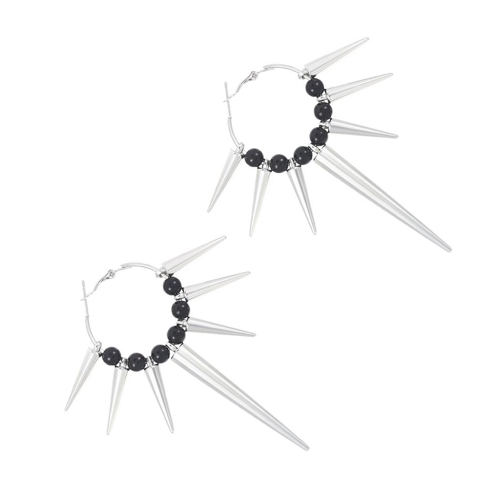 Boucles d'oreilles créoles à quatre branches inspirées du punk sombre, style gothique, rivets complexes, accessoires pour femmes et filles