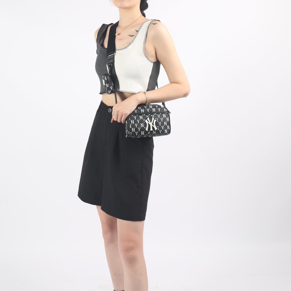 New MLB Monogram Collection Polyester Combo Bag Camera Bag Shoulder Bag Crossbody Bag Mini Unisex Black 3ACRS012N-50BKS