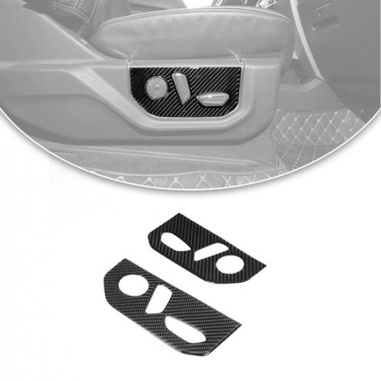 Car Console Panel Trim Cover Decal Sticker For Ford F150 2015+ Soft Carbon Fiber 2Pcs Electric seat adjust