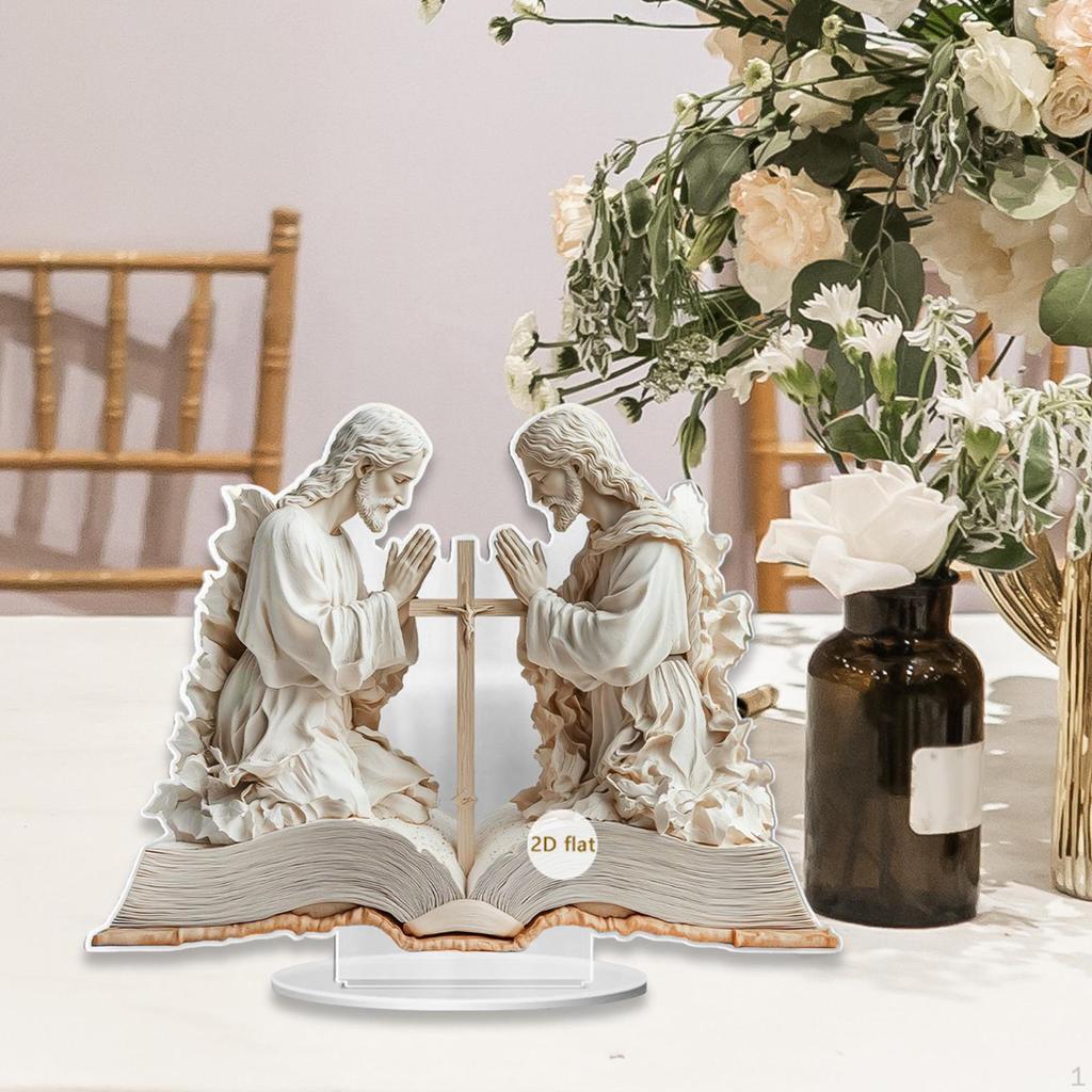 2D Acrylic Sign Jesus Ornament Handcraft Christmas Gift Tabletop Decoration for Home Office