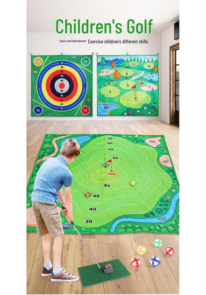 Children's Thickened Golf Mat Set: Indoor/Outdoor Play with Clubs