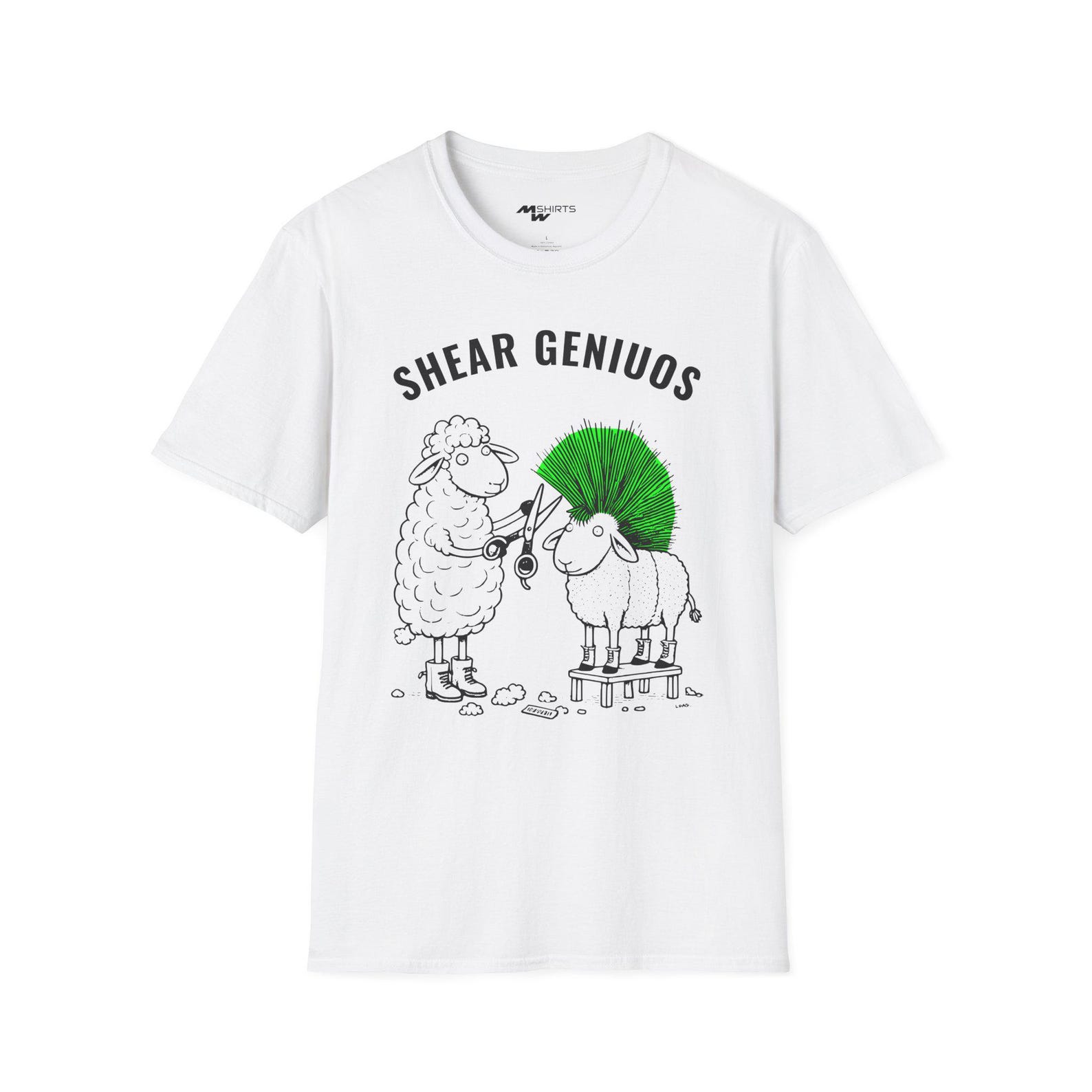 Funny Sheep Mohawk T-Shirt: Shear Genius Graphic Tee 3XL