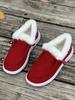 European and American thick-soled plush low-top single shoes women's warm color matching cotton shoes