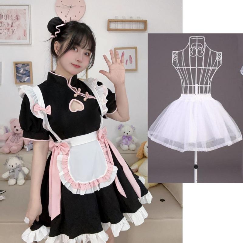 Chinese style maid outfit COS hollow new Chinese cheongsam maid uniform suit dress