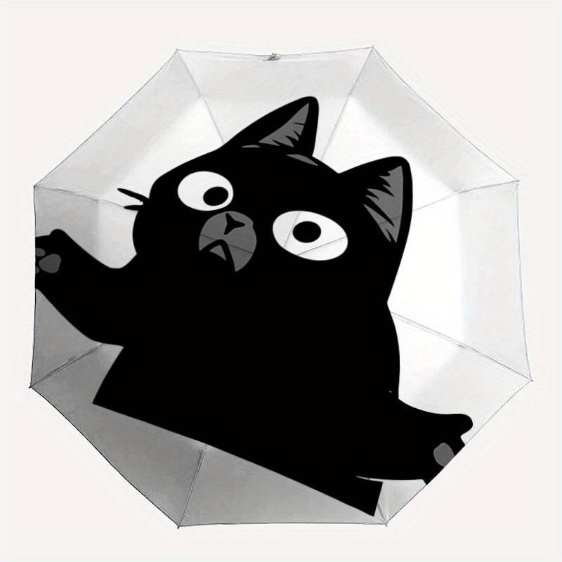 

1pc Black CatAutomatic Folding Umbrella, Portable & Foldable Design with 8 Ribs, Casual Outdoor Accessory yy250804279