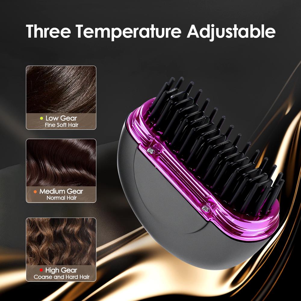 Portable Wireless Electric Straightening Comb Rechargeable Hair Straightener Brush Fast Heating Comb for Hair Smooth Styling
