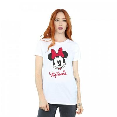 Womens/Ladies Minnie Mouse Face Cotton Boyfriend T-Shirt