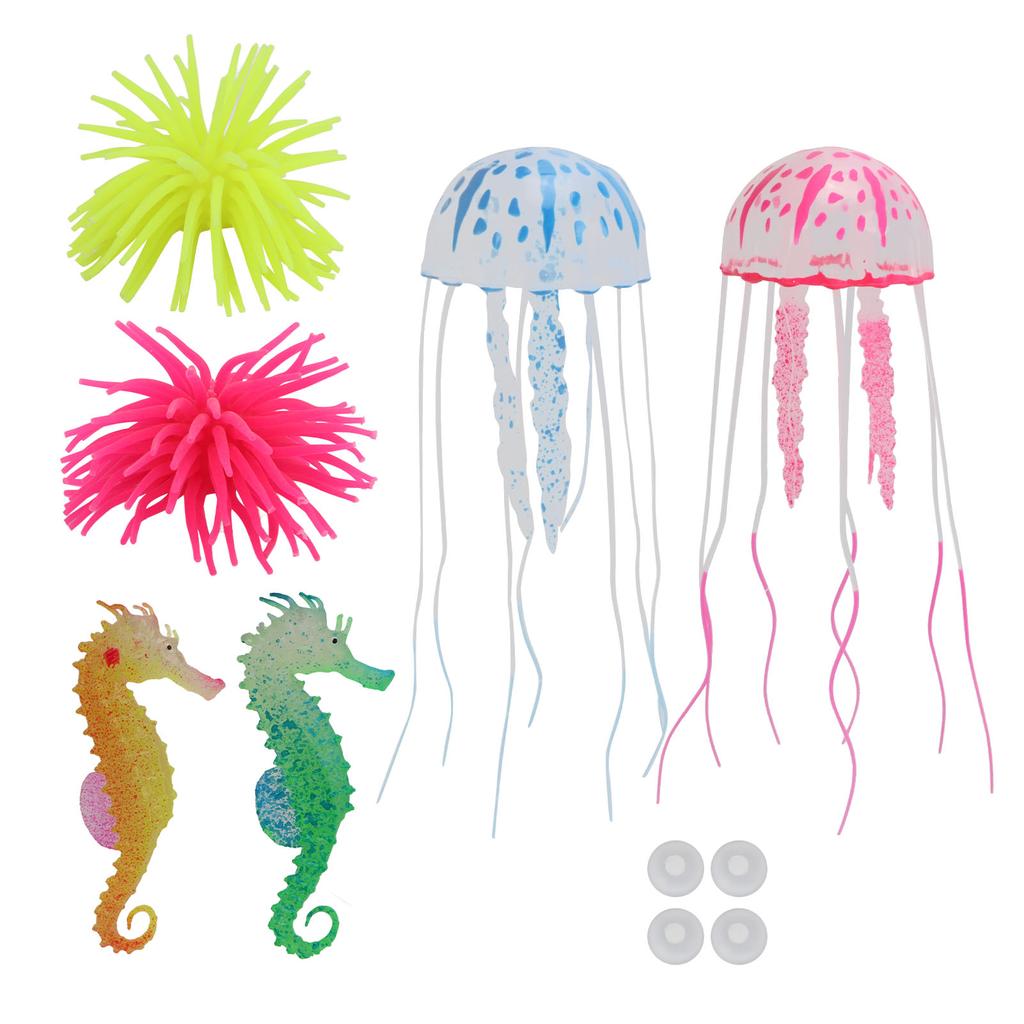 6pcs Glowing Aquarium Ornaments Artificial Fish Tank Decorations for Saltwater and Freshwater