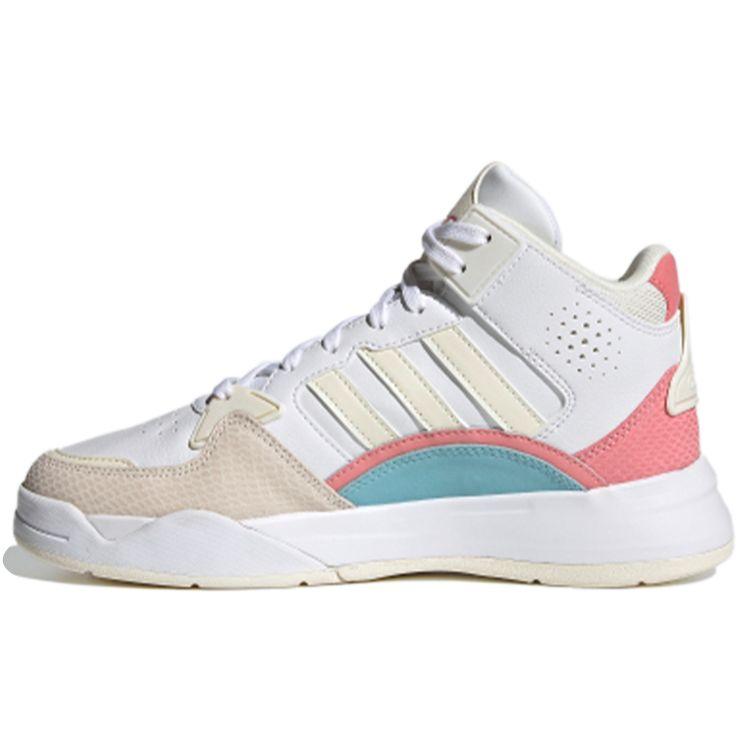 Adidas Neo 5th Quarter Synthetic Leather Trendy Sports Non-Slip Wear-Resistant Mid-Top Retro Basketball Shoes Women sneaker White Beige FY6051