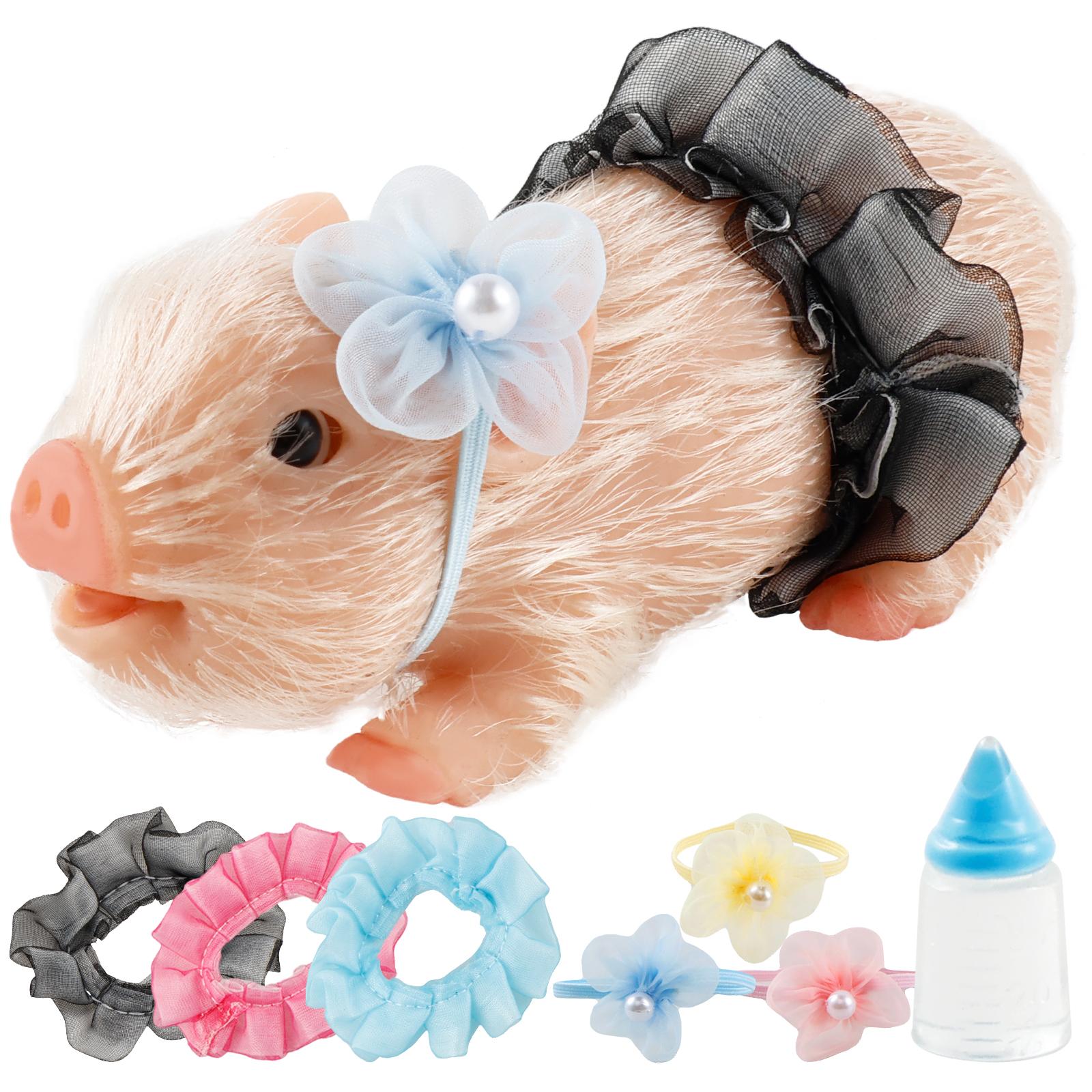 

Mini Pig Doll Toys Soft Silicone Piggy Ornaments Lifelike Newborn Pig Doll Toys with Clothes Accessories Kids Christmas Gifts