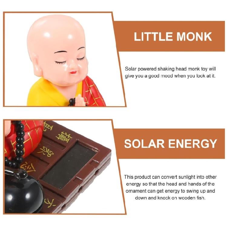 Solar Buddhist Monk Dashboard Ornament ABS Crafted Car Accessory Dashboard Ornament for Home Wealth Health