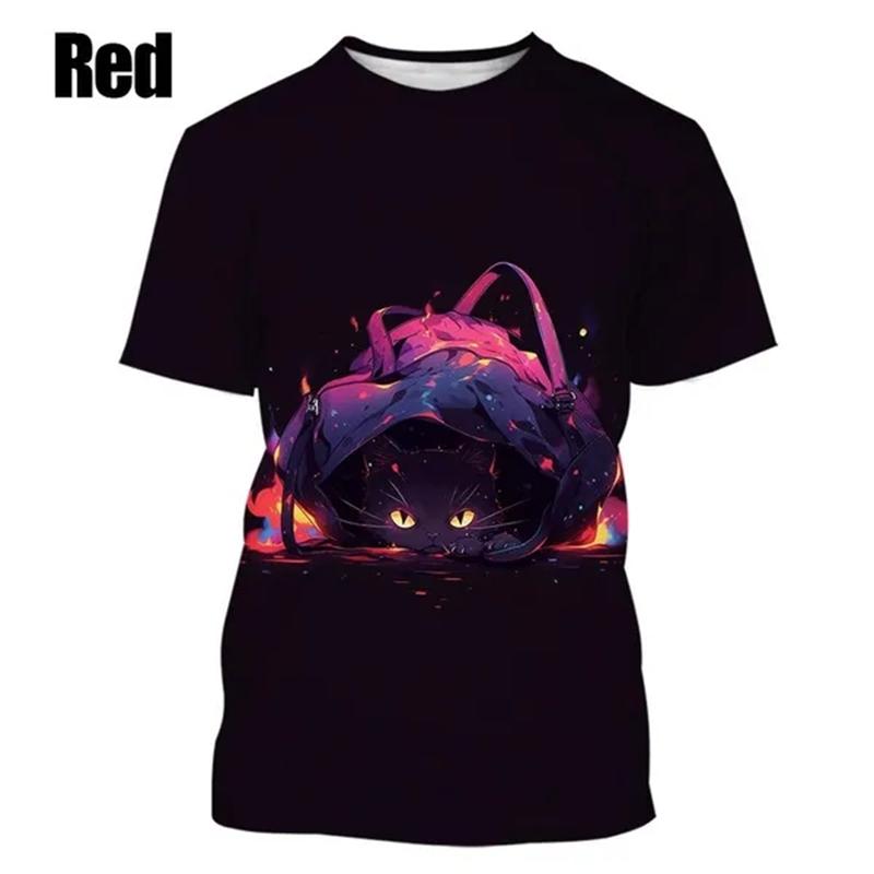 New Fashion Cute Animal 3D Printed Cat T-Shirt Casual Street Summer Short Sleeve O Neck Streetwear Baggy Tops Men Women Tees