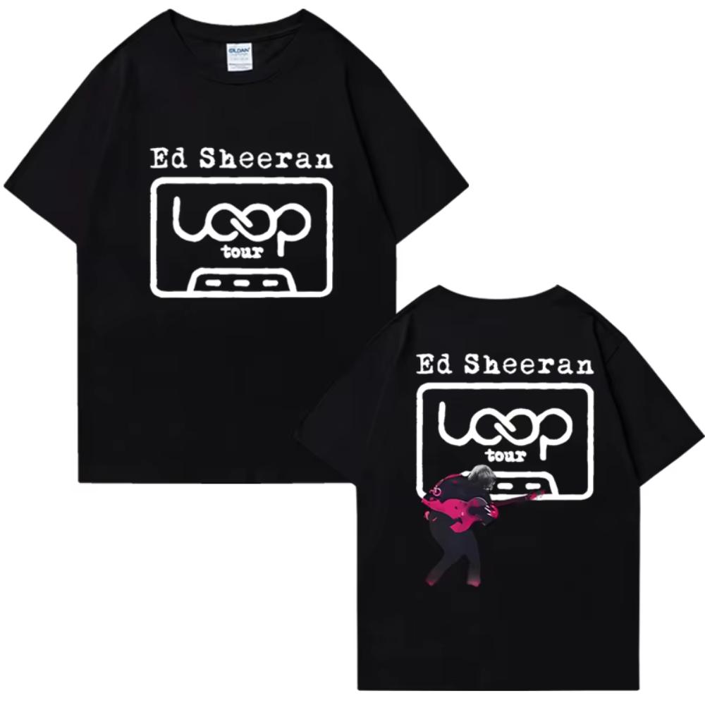Hot Singer Ed Sheeran LOOP Tour 2025 Double Sided Graphic Short Sleeve Male T-shirt Printed Fashion T Shirt Men Women Cotton Top