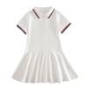 Kids Girls Sport Dresses Turn-Down Collar Spring Summer Short Sleeve Cotton Clothing Tennis Golf Sportwear for Children