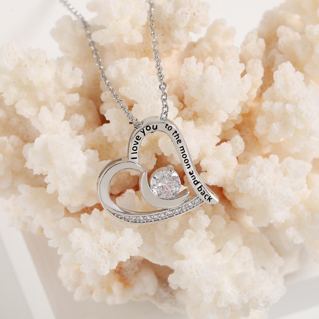 Valentine'S Day Gift Necklace, Love Forever Twelve Stars Stone Moon Heart Necklace