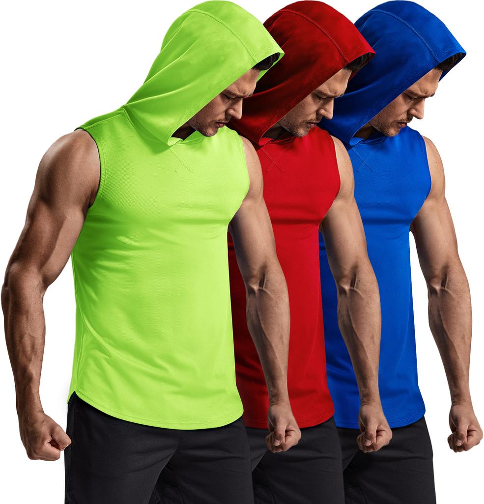 Teseulla [3Pack] Hyperdry Cooling Quick-Drying Mesh Hooded Sleeveless Top