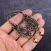 Natural Sodalite Gemstone Handmade Copper Wire Wrap Jewelry Earring 3.47" S9L59