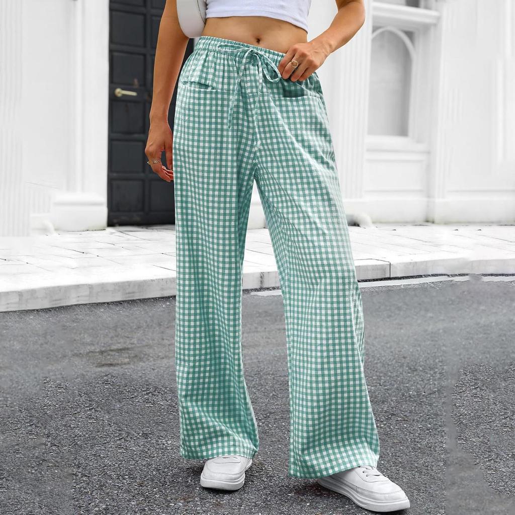 26-3-14-Ladies' Fashionable Color Straight Leg Pants With High Waist Pockets Casual Pants2101