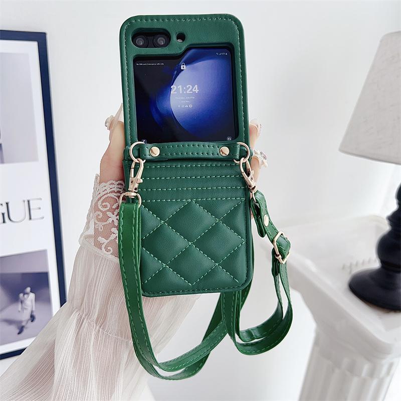 

Кожаный чехол-кроссбоди для телефона Samsung Galaxy Z Flip 6 5 4 3 Flip6 Flip5 Flip4 Flip3 Кошелек с держателем для карт Защитный чехол Galaxy Z Flip3