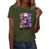 Women's  Group 2D Printed Round Neck Short Sleeve Top