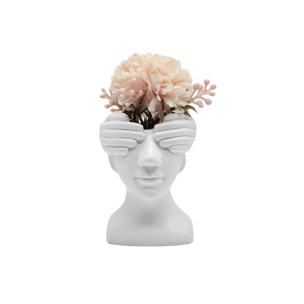 Resin Face Shaped Vase Modern Minimalist Sculpture Flower Pot Decorative Home Ornament for Indoor Use Tabletop Display