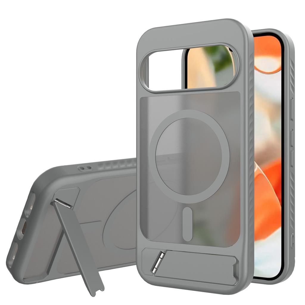 Armor Design Shockproof Matte Case For Google Pixel 10 9 Pro XL Magnetic Wireless Charge Hidden Brackret Semi-Transparent Cover