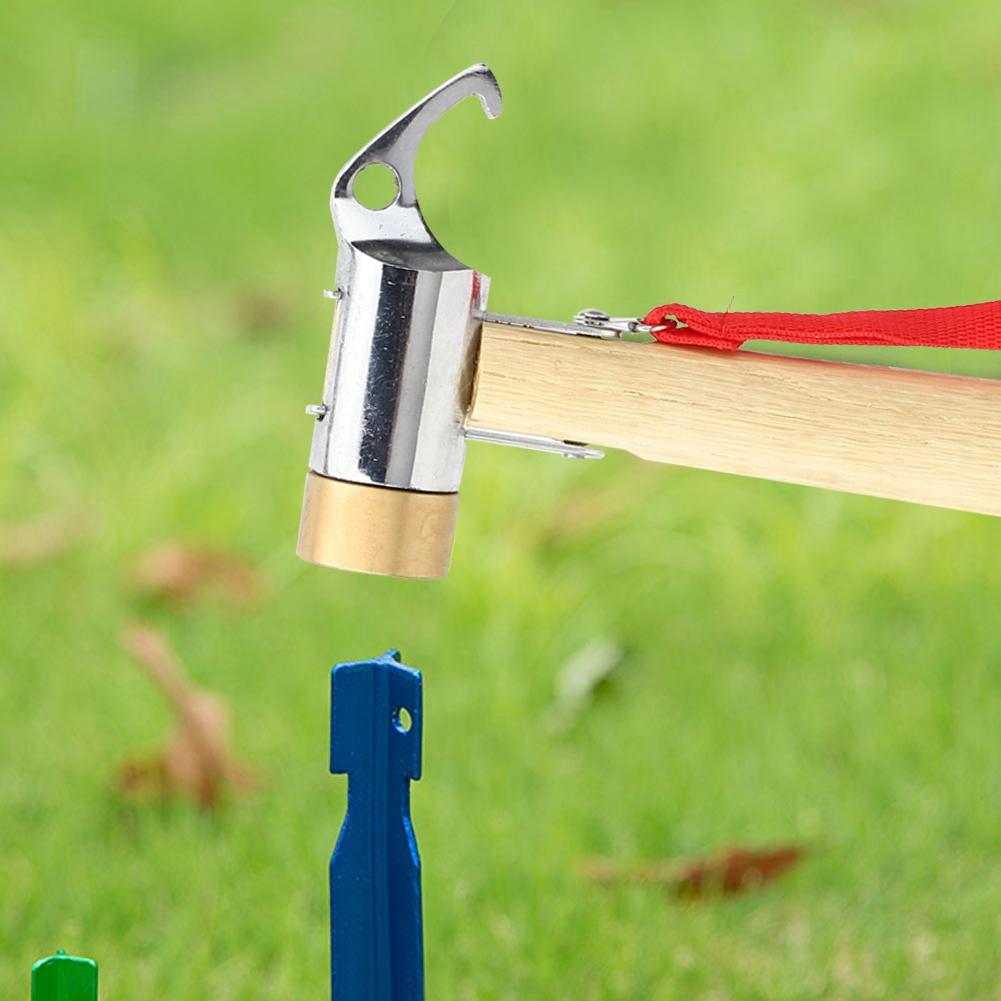 Outdoors Camping Copper Head Hammer Wooden Handle  Multi Function Sliver Tent Nail Hook Mountain Climbing Portable