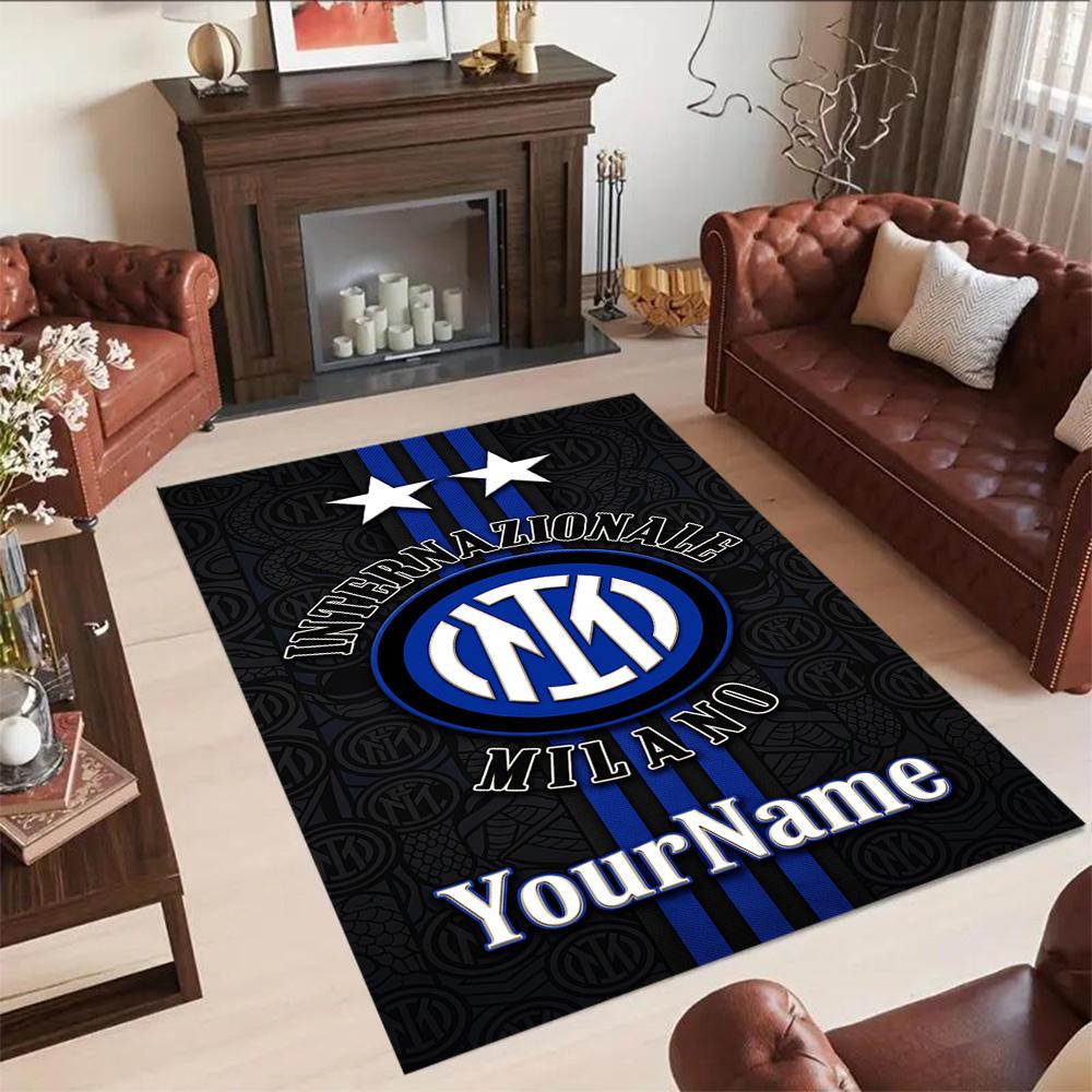 Inter Milan Personalized Text Floor Rug Office Rug Suitable for Living Rooms Study room Balcony Decorate room Antislip Carpet Anime Office Decor
