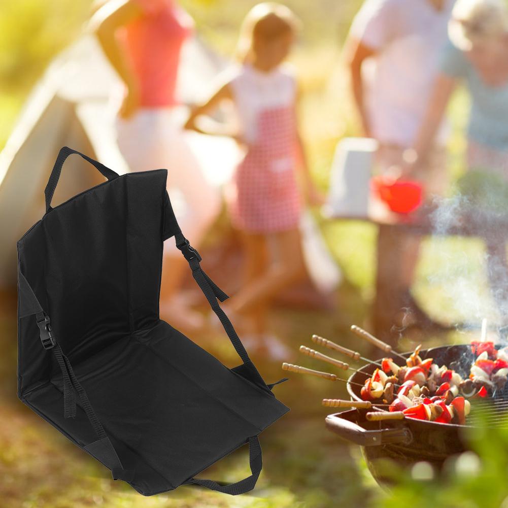 Black Folding Cushion Beach Chair Portable Lightweight Stadium Cushion Outdoor Camping Equipment