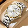 Men's Luminous Double Calendar Quartz Watch with Steel Strap – Hot-Selling