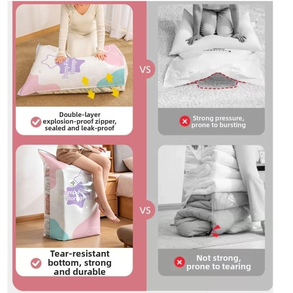 Press & Seal No-Pump Vacuum Storage Bags Space Saving Clothing Organizer Bag  Travel Moving Packing