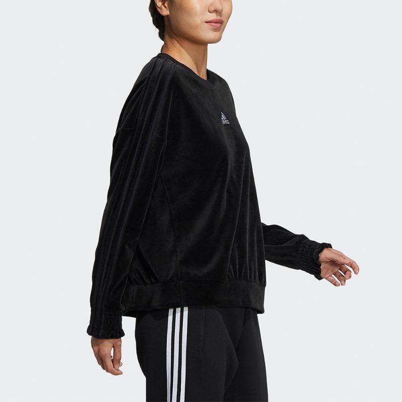 adidas Velours Crewneck Sweatshirt Met Klein Logo Dames Tops Zwart HG1843