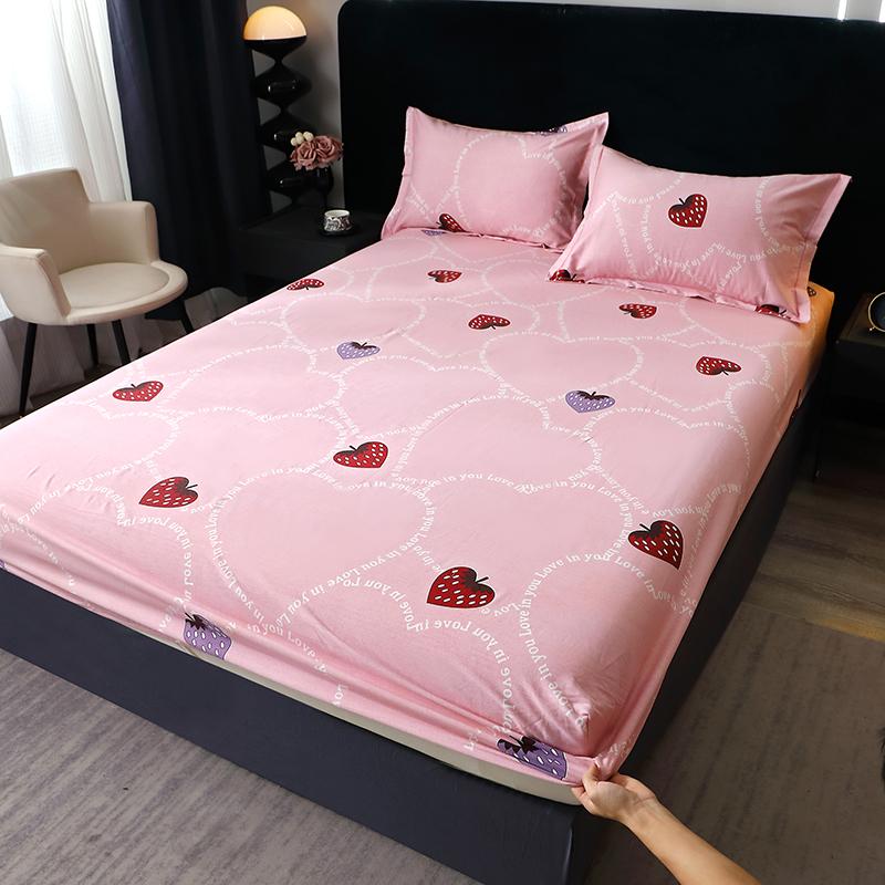 Queen Size Bedsheet 100% Cotton Fitted Sheet Brushed Bed Cover Soft Mattress Protector Sabanas Para Cama (Pillowcase Need Order)