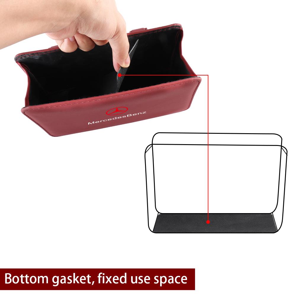 Car Door Storage Box Leather Auto Emblem Seat Back Trash Can For Mercedes Benz AMG W203 W206 W220 W205 W211 W212 W201 W210 W108