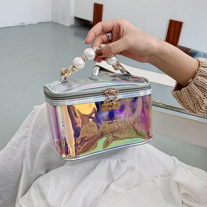 Women's Cosmetic Bag Travel Portable Handbag Multifunctional Laser Cosmetic Bag Waterproof Ladies Makeup Storage Bag