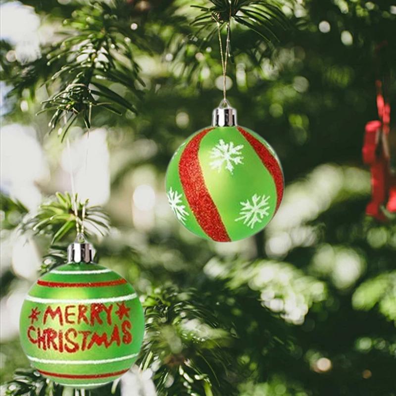12Pcs/set Christmas Tree Balls Ornaments Holiday Decor Glitter Ball Ornaments For Christmas Tree Wall Hanging Decoration