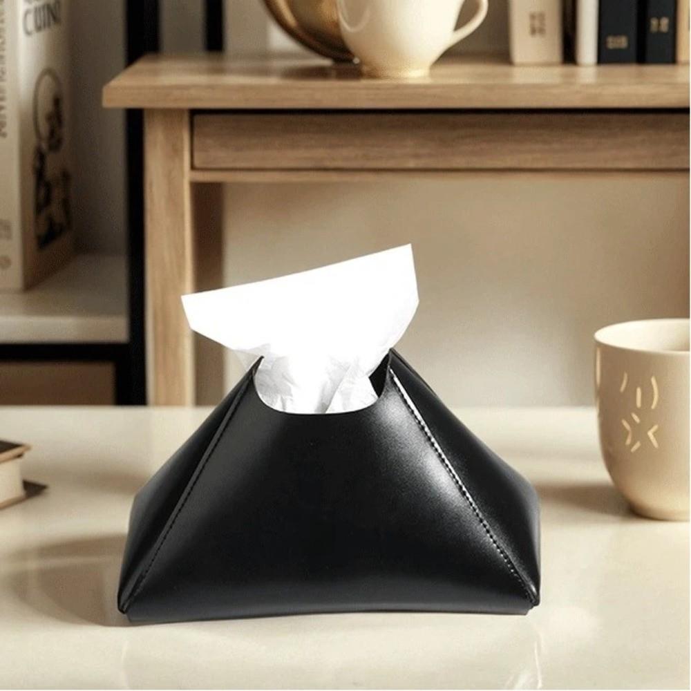 PU Leather Paper Towel Holder Solid Color Pull-Out Paper Towel Holder Box Home