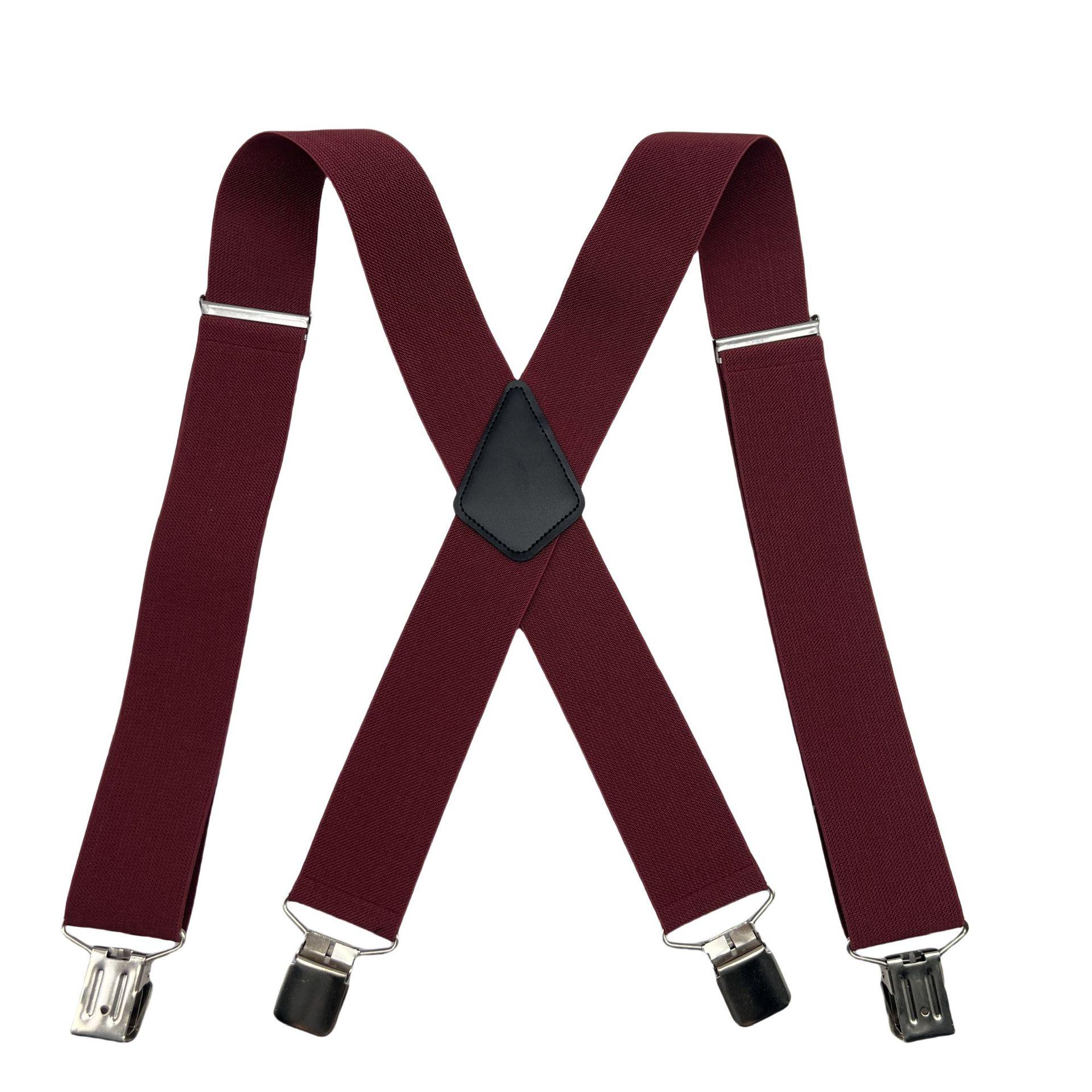 

Мужские подтяжки X-типа 5 см - Эластичные подтяжки для брюк вино красного