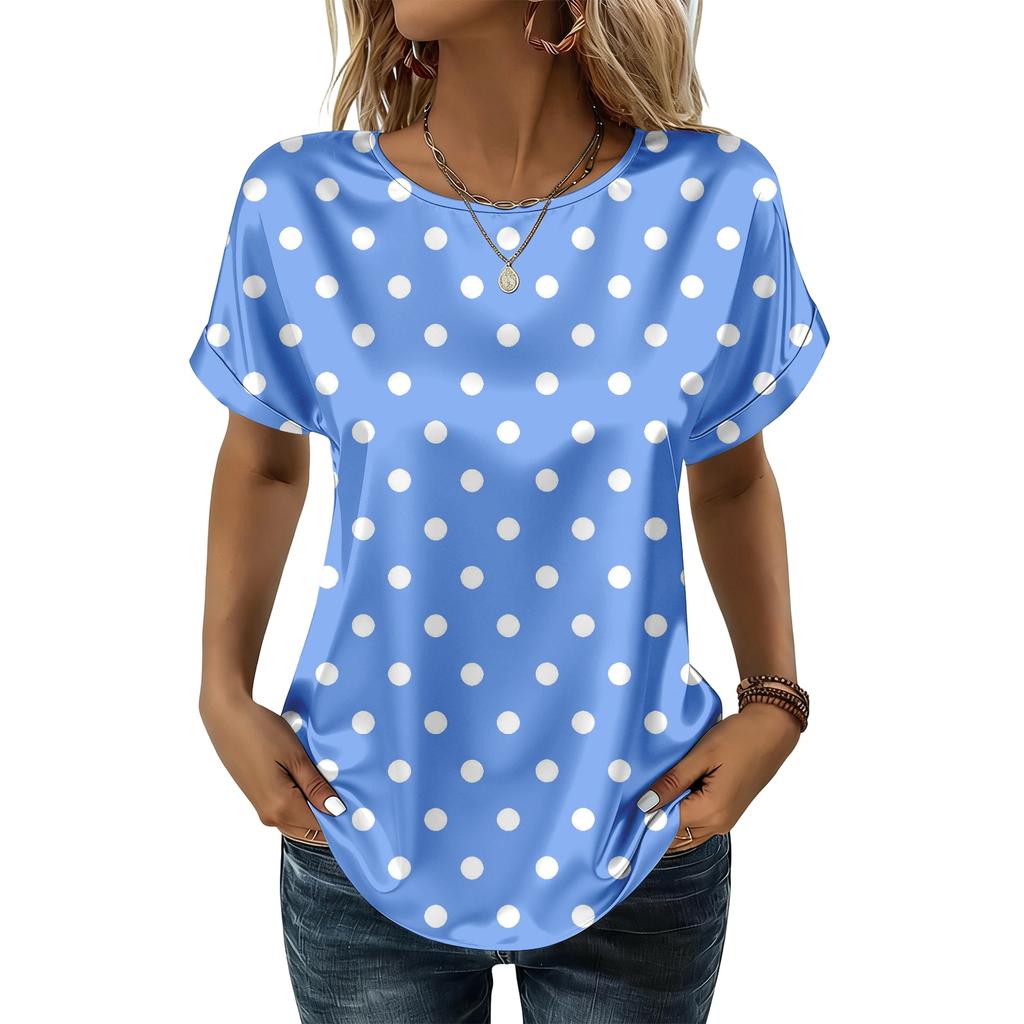Modisches Lässiges Vintage Bedrucktes Top für Damen Modische Lässige Gepunktete Bluse für Damen