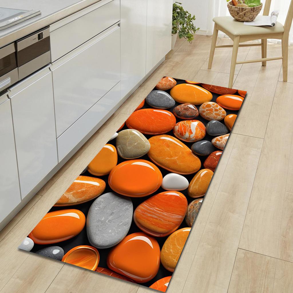 1Pcs Pebble Pattern Floor Mat Modern Kitchen Polyester Rug Non-Slip Colorful Indoor Carpet, For Home Bathroom Bedroom Living Room Decor