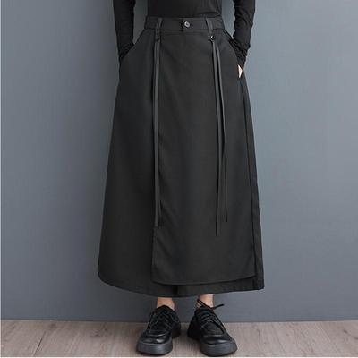 Black Plus Size Vintage High Waist Casual Loose Summer Wide Leg Skirt Pants Women Trousers