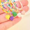 Heart Pendant Beaded Necklace Bohemian Style Chokers Contrast Colored Jewelry